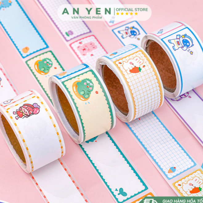 Cuộn Nhãn Dán Ghi Nhãn Vở Sticker Trang Trí Tiêu Đề Tem Dán Chai Lọ Gồm ...