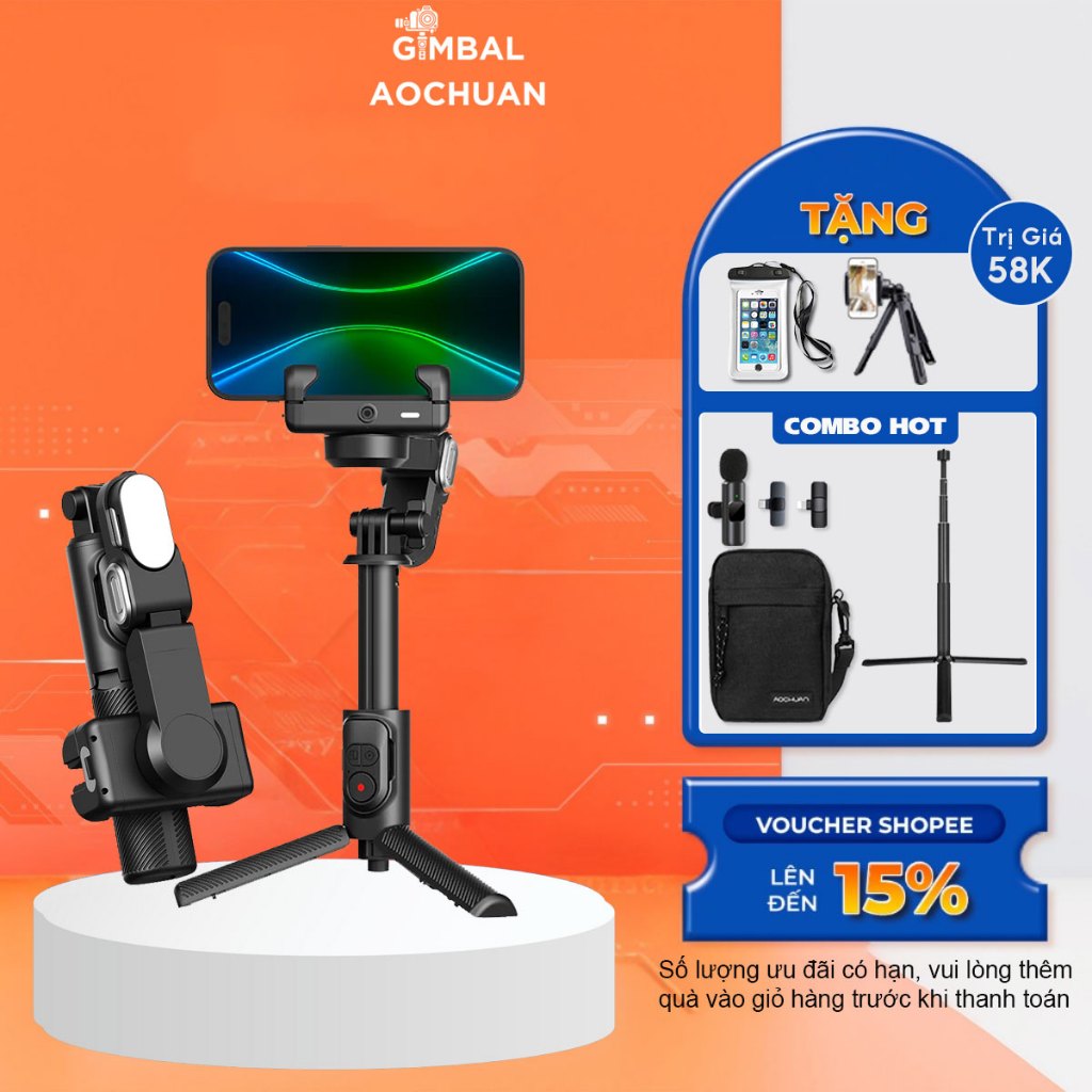Gimbal chống rung điện thoại M1, gậy chụp ảnh 3 chân quay video selfie ...