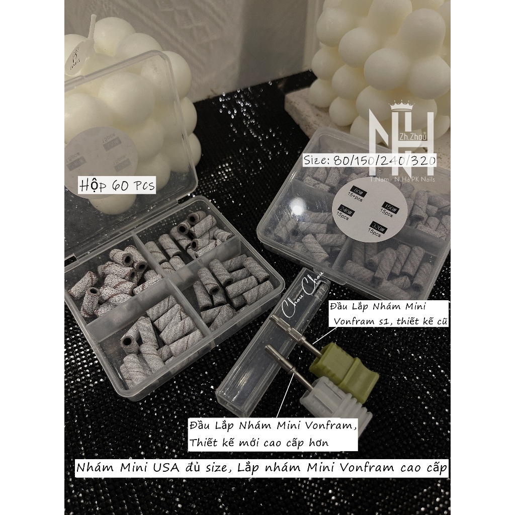 Lõi Nhám Mini, đầu nhám mịn, sần, nhám bọc đầu nail, Lắp nhám mini, phụ kiện nail chính hãng