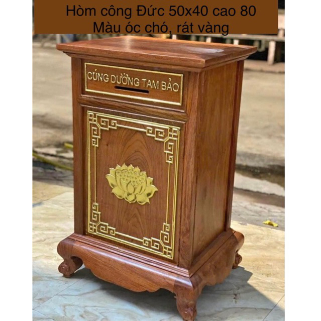 hòm công Đức 50x40 cao 80 gỗ hương đá nhiều màu