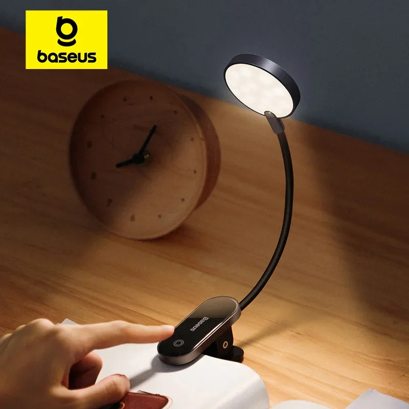 Đèn Đọc Sách Mini Baseus Comfort Reading Clip Lamp Pin Sạc Dịu Mắt 3 Mức Sáng Kẹp Bàn 350mAh 24H