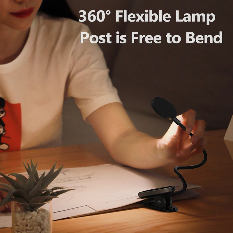Đèn Đọc Sách Mini Baseus Comfort Reading Clip Lamp Pin Sạc Dịu Mắt 3 Mức Sáng Kẹp Bàn 350mAh 24H
