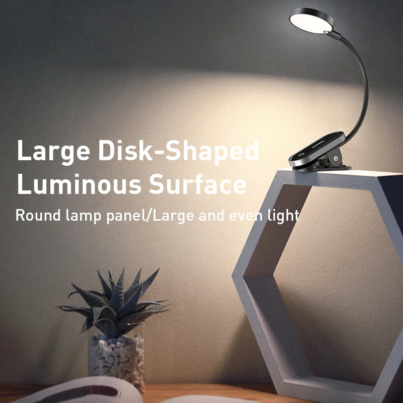Đèn Đọc Sách Mini Baseus Comfort Reading Clip Lamp Pin Sạc Dịu Mắt 3 Mức Sáng Kẹp Bàn 350mAh 24H