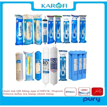 Trọn bộ lõi lọc nước Karofi chính hãng - 123, màng RO, T33, Mineral, Nano, Alkaline, Hydrogen ...