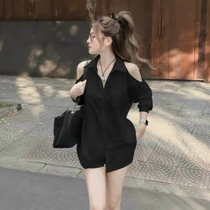 SET BỘ SƠ MI VẢI LỤA KHOÉT VAI GỢI CẢM SANG TRỌNG FREESIZE DƯỚI 55KG PHONG CÁCH MỚI MẼ DỄ MẶC PHÙ HỢP THỜI TRANG