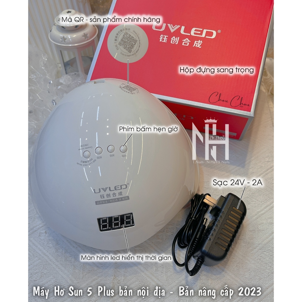 Máy hơ Sun 5 plus Bản nội địa. sun 5 plus bản nâng cấp 2024 bóng led thế hệ mới. phụ kiện nail chính hãng