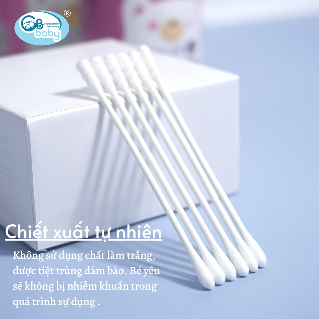 Tăm bông trẻ em trẻ em sơ sinh đầu dẹt và tròn GB-Baby hộp (200 cái) - hanzomart