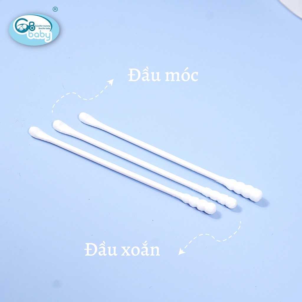 Tăm bông trẻ em trẻ em sơ sinh đầu dẹt và tròn GB-Baby hộp (200 cái) - hanzomart