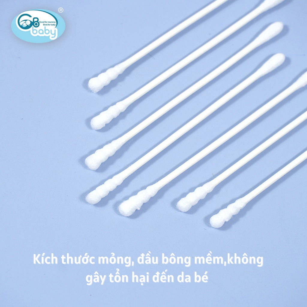Tăm bông trẻ em trẻ em sơ sinh đầu dẹt và tròn GB-Baby hộp (200 cái) - hanzomart