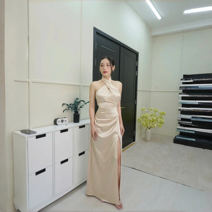 Đầm Lụa Xẻ Tà Dây Chéo Cổ Dự Tiệc Quyến Rũ NV656 Váy Lụa Xẻ Tà Chéo Cổ Dự Tiệc Đi Chơi Sang Chảnh Dress Nữ