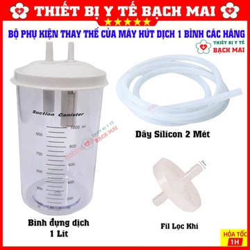 Bình Chứa Dịch 1 Lít Cho Máy Hút Dịch 1 Bình Các Loại Yuwell, Lucass, Alkato - Cốc Hút Dịch Nhựa 1000ml