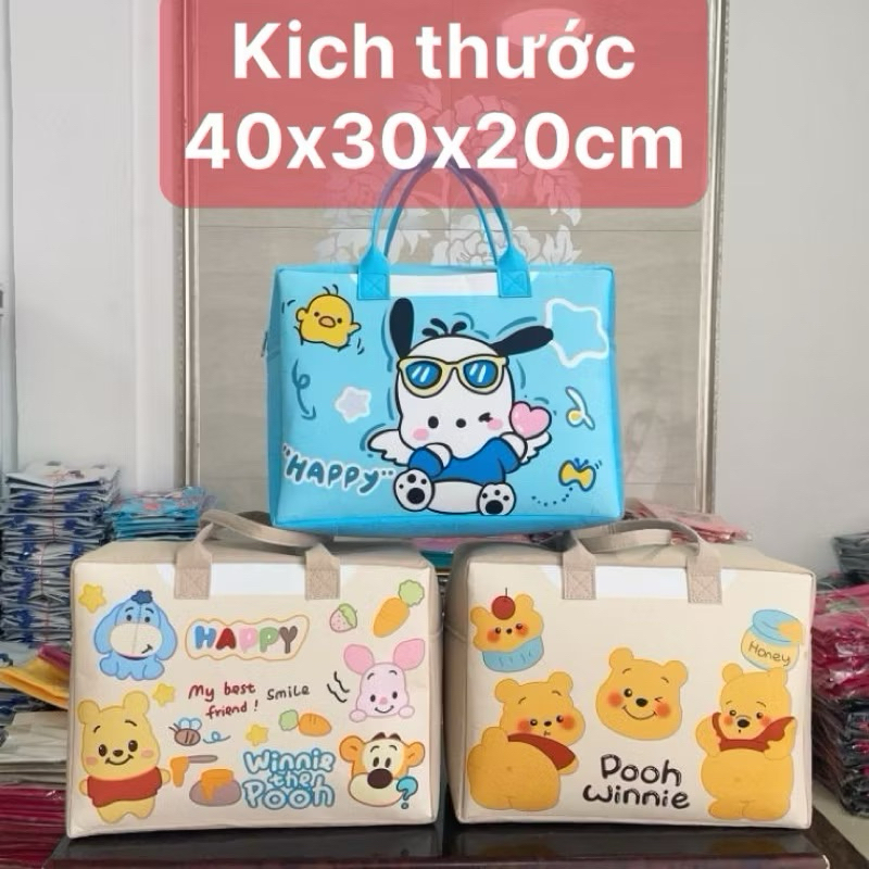 Túi Du Lịch Bằng Vải Nỉ Nhẹ Mềm Mại In Họa Tiết Hoạt Hình Phong Cách Hàn Quốc