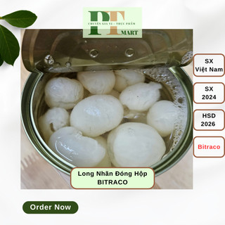 Nhãn lồng ngâm nước đường đóng hộp Bitraco 565gr. Topping trà sữa, trà trái cây, chè nhãn, kem
