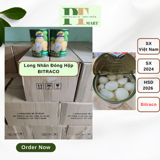 Nhãn lồng ngâm nước đường đóng hộp Bitraco 565gr. Topping trà sữa, trà trái cây, chè nhãn, kem