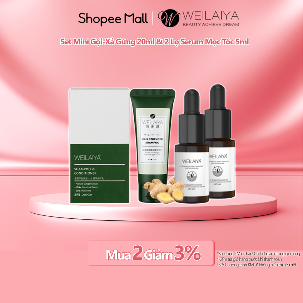 Ảnh Combo Dầu Gội Weilaiya 20ml và 2 Lọ Serum Mọc Tóc 5ml Ngăn Rụng Tóc Kích Thích Mọc Tóc 1