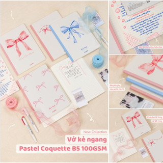 KLONG - Vở kẻ ngang chấm may dán gáy size B5 80 trang ♥ mẫu Nơ PASTEL COQUETTE 100/76; MS: 860 ♥ Lined Notebook, Ribbons