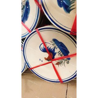 Dĩa Gốm Vẽ Gà Trống Cổ Xưa Size Đại Phẳng Đường Kính 22cm (Dĩa Mét) - Gốm Xưa Lái Thiêu Cho Người Hoài Niệm - Gốm Nam Bộ