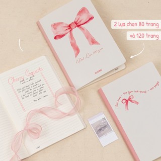 KLONG - Vở kẻ ngang chấm may dán gáy size B5 120 trang ♥mẫu Nơ PASTEL COQUETTE 100/76; MS: 861 ♥ Lined Notebook, Ribbons