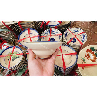 Chén Chiết Yêu Cao Cấp Vẽ Con Gà Trống/Cá/Chim/Tôm/Phết/Chỉ/Hoa Văn Cổ Xưa Đường Kính 13cm - Gốm Xưa Cho Người Hoài Niệm