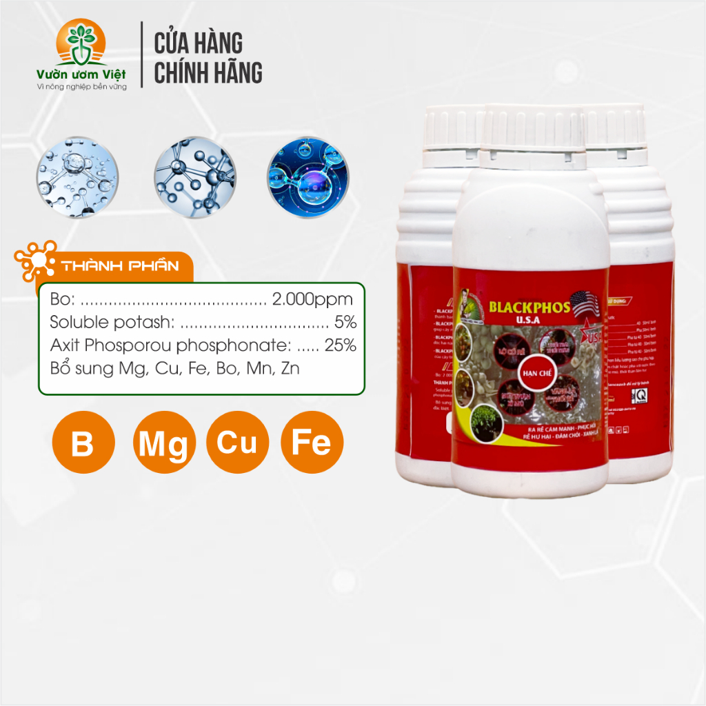 Blackphos - lân hai chiều chuyên trị nứt thân, xì mủ, thối rễ, vàng lá, dưỡng rễ mạnh - 500ml