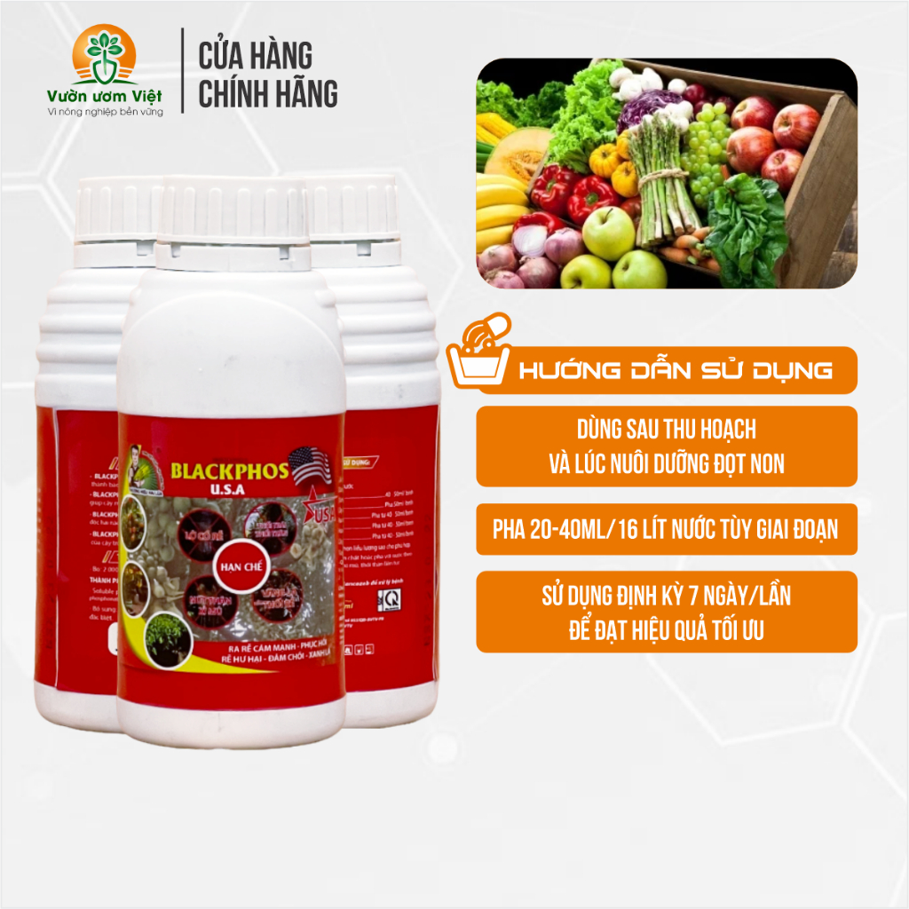 Blackphos - lân hai chiều chuyên trị nứt thân, xì mủ, thối rễ, vàng lá, dưỡng rễ mạnh - 500ml