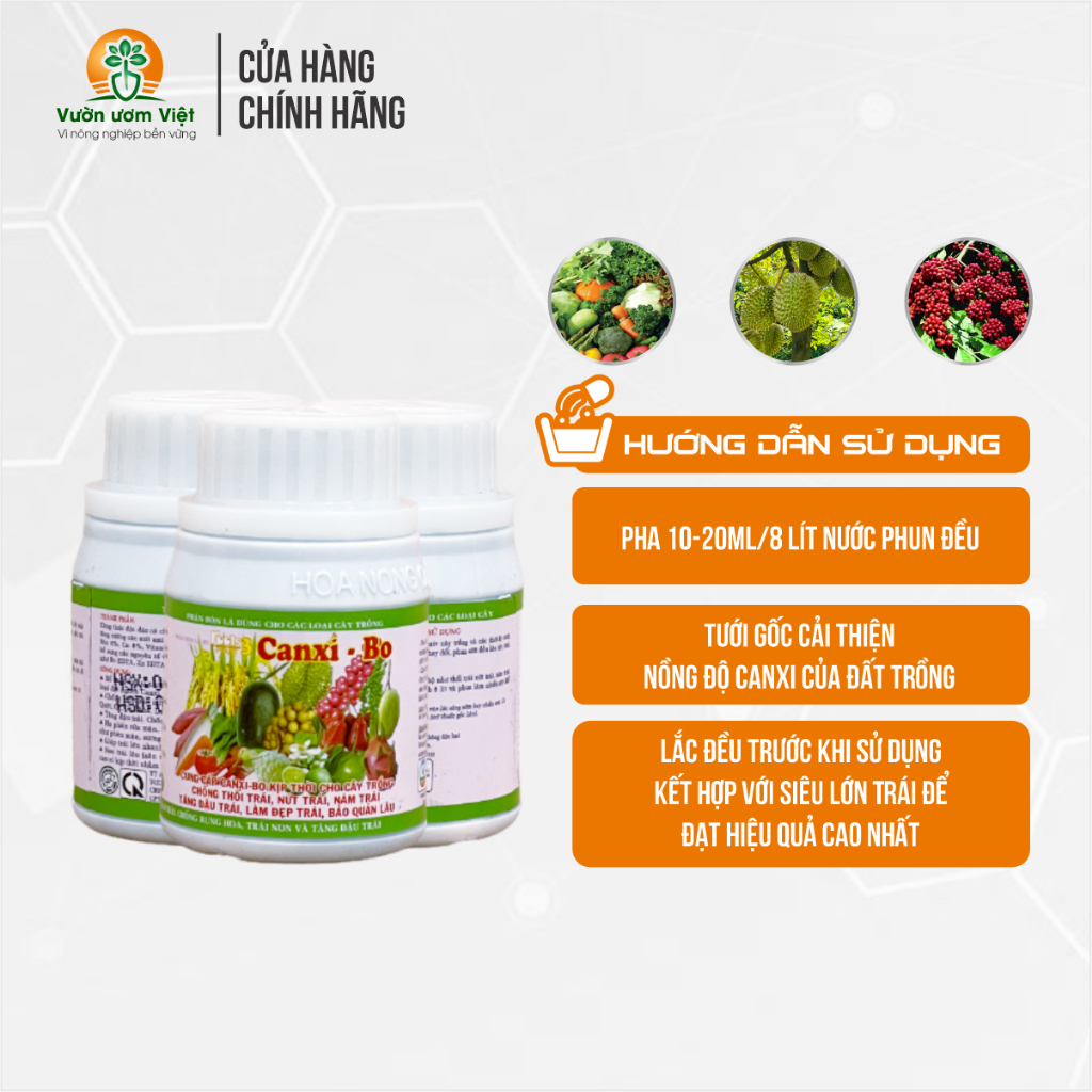 Phân bón Canxi Bo công nghệ cao - chống nứt quả, nứt thân, thối trái, nứt thân - 125ml