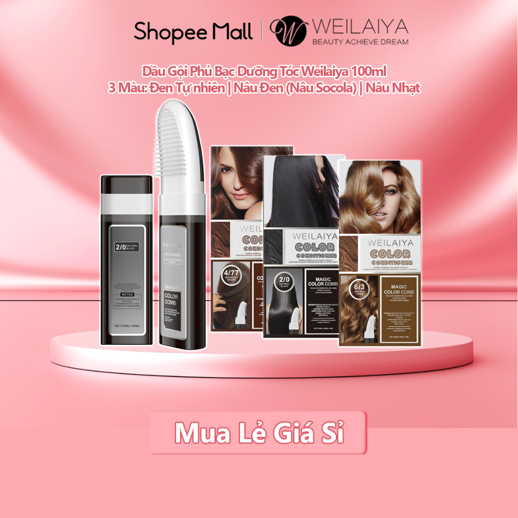 Ảnh Dầu Gội Đen Tóc Phủ Bạc Weilaiya 100ml - màu Đen Tự nhiên - Không hôi - Không xót da đầu 1