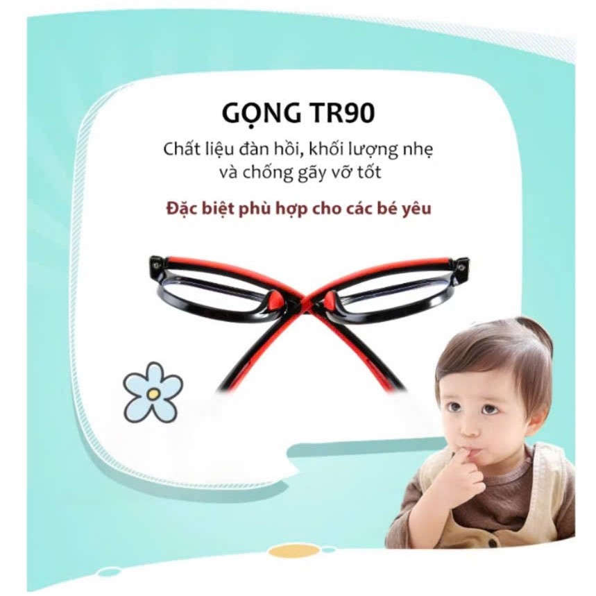 (Cho Bé) Kính Chống Ánh Sáng Xanh,Chống Tia UV, Cho Bé Từ 2 Đến 10 Tuổi-Chất Liệu TR Siêu Bền,Có Nấc Cài Điều Chỉnh
