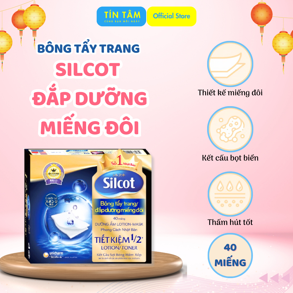 Bông Tẩy Trang Silcot Đắp Dưỡng Miếng Đôi SILCOT Hộp 40 Miếng 100% Sợi ...