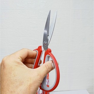 [Kho sỉ] Kéo Màu Đỏ Inox Đa Năng Cán Nhựa mã A08 Dụng Cụ Nhà Bếp Cắt Thực Phẩm Cao Cấp Siêu Bền