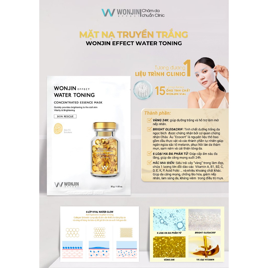 Ảnh Combo 10 Mặt Nạ MIX Đủ Bộ Dưỡng Da Chuyên Sâu WonJin Mask 30g x10 [B3] 2