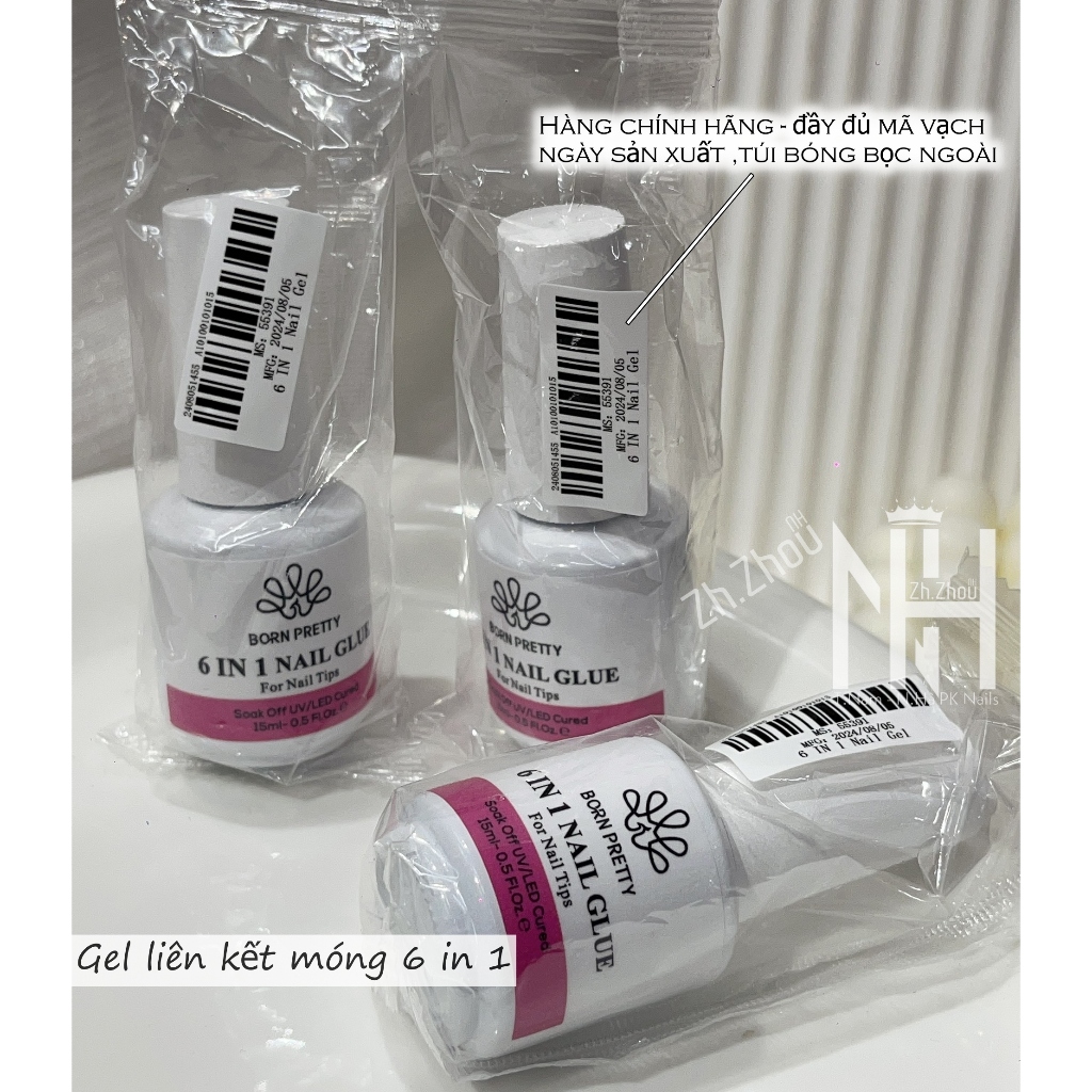 GEl 6 in 1 , gel úp móng, Glue gel for nail tip- gắn móng úp, nối đắp, cm, loang