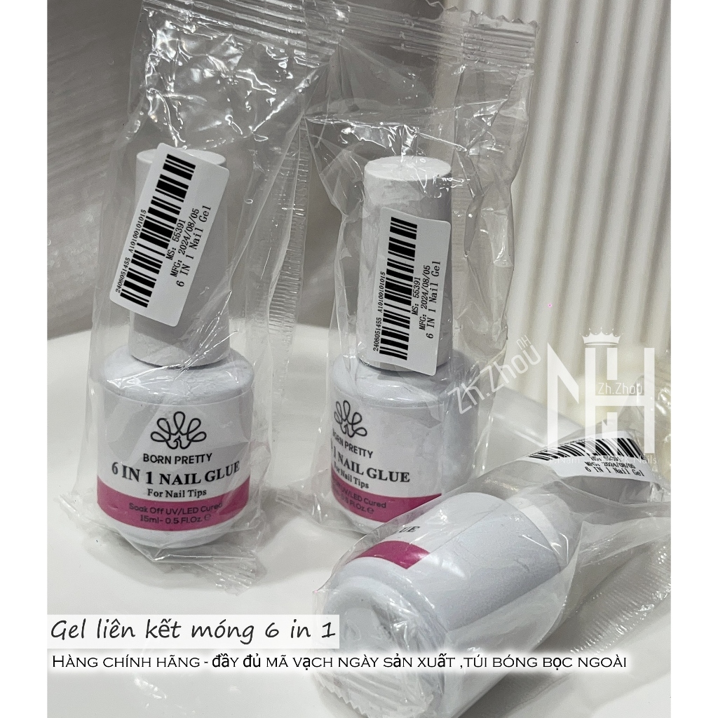 GEl 6 in 1 , gel úp móng, Glue gel for nail tip- gắn móng úp, nối đắp, cm, loang