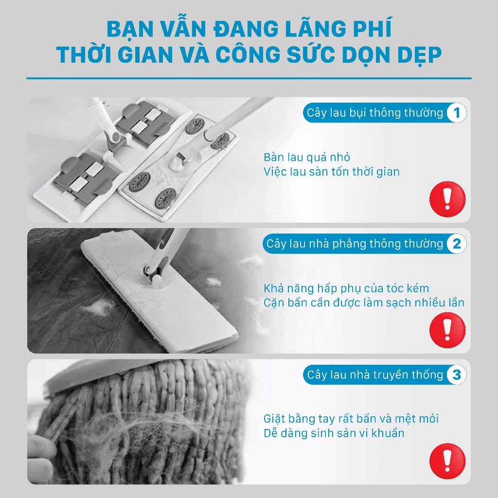 Cây Lau Nhà Kẹp Khăn Thay Thế Bản Nâng Cấp 36cm CS-03 Homepower Dùng Khăn Vải,Khô, Ướt Sử Dụng 1 Lần | BigBuy360 - bigbuy360.vn
