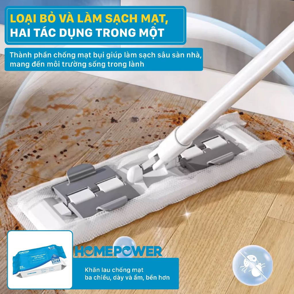 Cây Lau Nhà Kẹp Khăn Thay Thế Bản Nâng Cấp 36cm CS-03 Homepower Dùng Khăn Vải,Khô, Ướt Sử Dụng 1 Lần | BigBuy360 - bigbuy360.vn