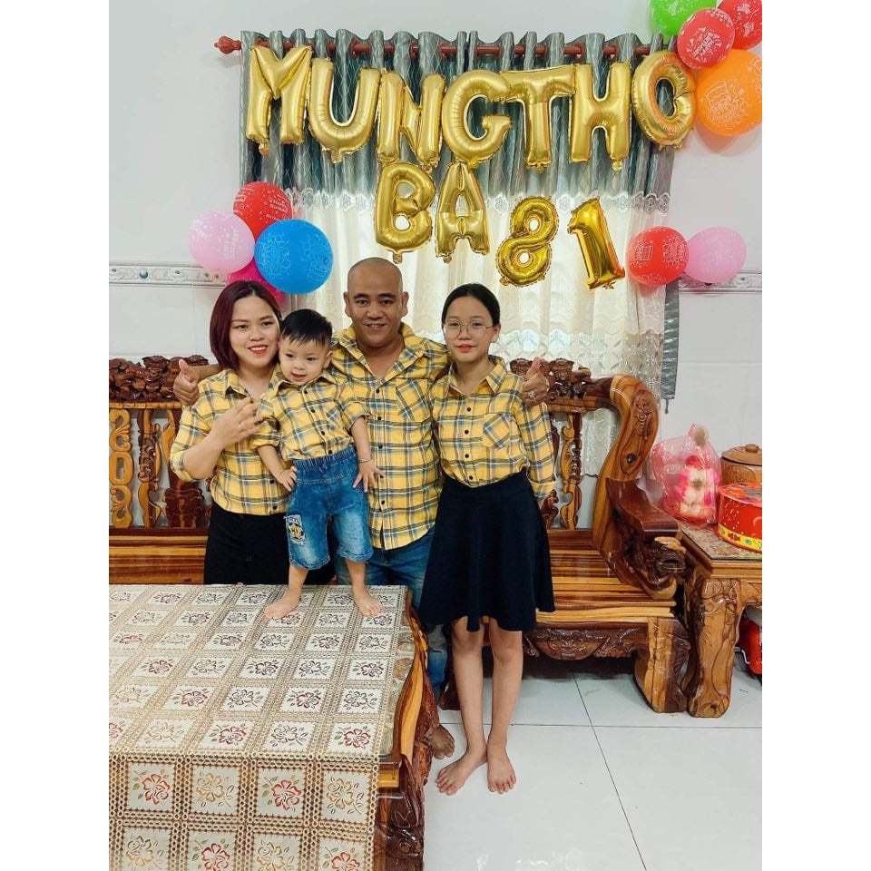 Combo Áo Sơ Mi Gia Đình Fig Tree sọc caro vàng Siêu cute ( MS :169)