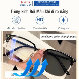 SALE 50% - Kính Gọng Chữ Nhật Nữa Viền Tròng Đổi Màu Phong Cách Hàn Quốc Dành Cho Nam Nữ - M63