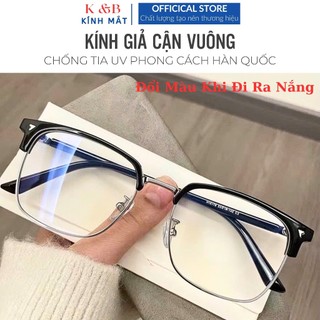 SALE 50% - Kính Gọng Chữ Nhật Nữa Viền Tròng Đổi Màu Phong Cách Hàn Quốc Dành Cho Nam Nữ - M63