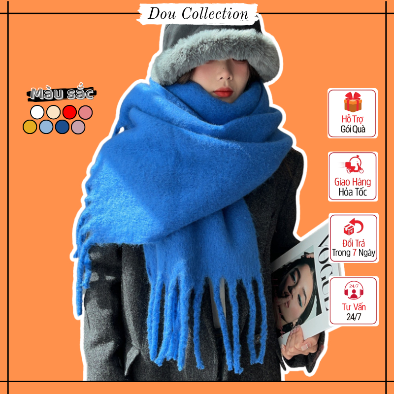 Khăn Len Unisex Nam Nữ, Khăn Choàng Giả Cashmere Trơn Giữ Ấm Tốt Phong Cách Hàn Quốc Thời Trang Thu đông - Mã LN102