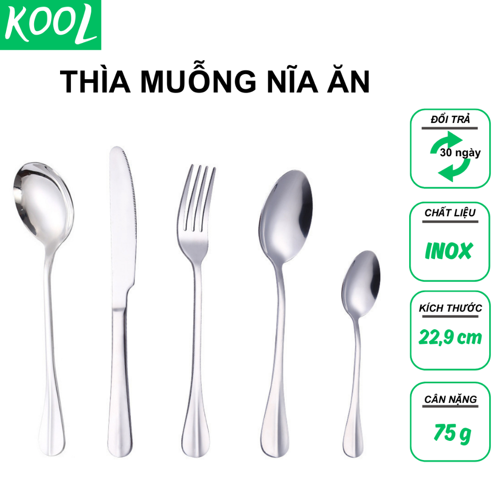 Muỗng thìa ăn inox Hàn Quốc cao cấp sang trọng vá ăn, muôi ăn cơm KOOL -RB11401