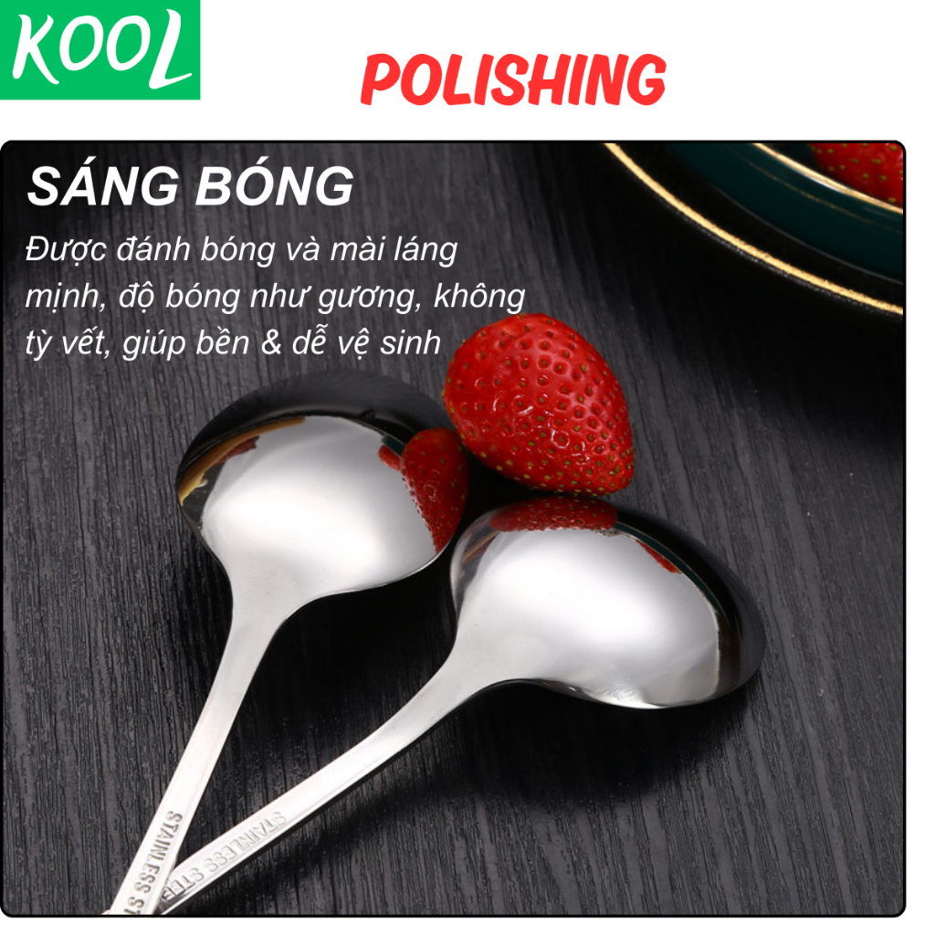 Muỗng thìa ăn inox Hàn Quốc cao cấp sang trọng vá ăn, muôi ăn cơm KOOL -RB11401