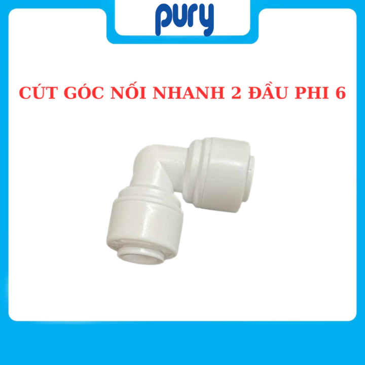 Co vuông nối nhanh 2 đầu ống phi 10, phi 6mm - Cút góc nối nhanh - Co cút máy lọc nước