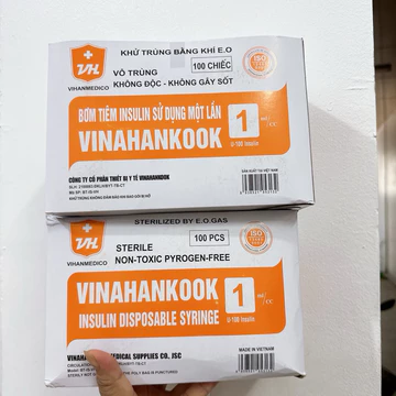 (10 Cây) Kim Tiêm Insulin Sử Dụng Một Lần Vinahankook - Kim Tiêm Tiểu Đường 1cc (Combo lẻ 10 cây)
