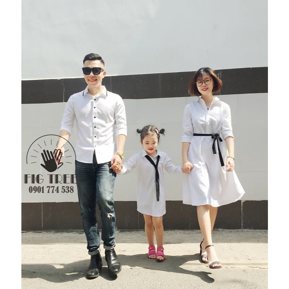 Set Đồ Gia Đình Fig Tree Màu Trắng Phối Viền Đen Siêu Cute (Hàng thiết kế)