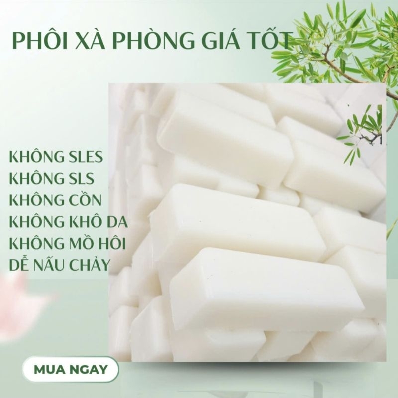 Phôi xà phòng dừa trắng Escoco KO ĐỔ MỒ HÔI - Nguyên liệu làm mỹ phẩm, xà phòng