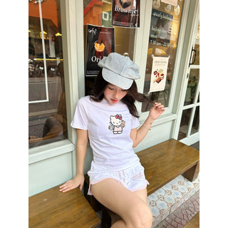 [4 MẪU] Áo Thun Nữ Baby Tee "Hello Kitty" dễ thương - Kraken Drk 100% cotton co dãn 2 chiều thoáng mát mềm mịn