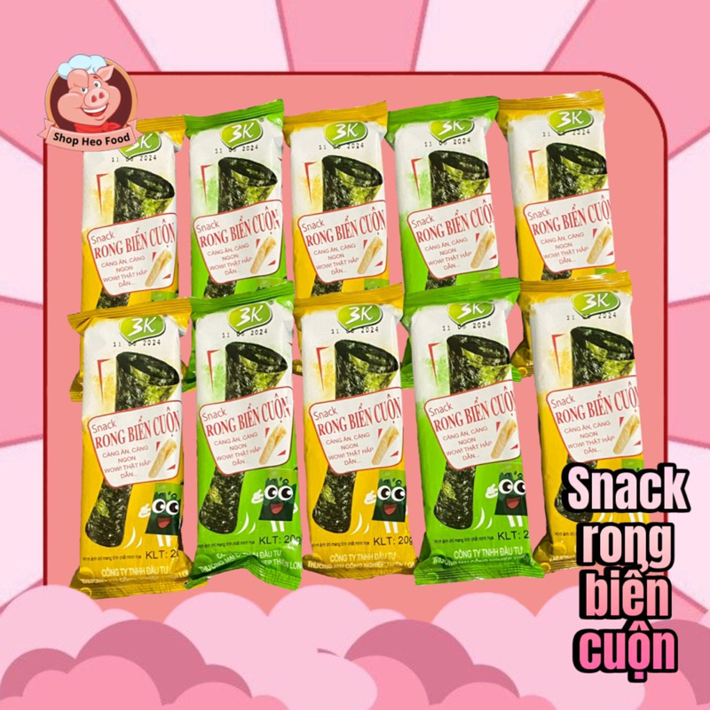 Snack rong biển cuộn, 30 gói snack rong biển cuộn, đồ ăn vặt cổng ...