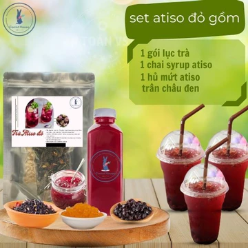 Set nguyên liệu trà tự pha atiso đỏ, atiso chanh dây Carrot House thanh mát, giải nhiệt, thành phẩm 30-35 ly