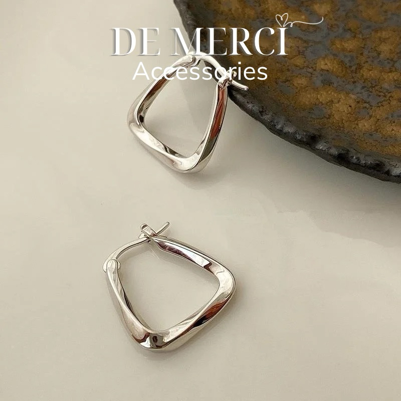 Khuyên tai nữ bạc 925 DE MERCI ACCESSORIES tiểu thư phủ bóng phụ kiện trang sức nữ BT027