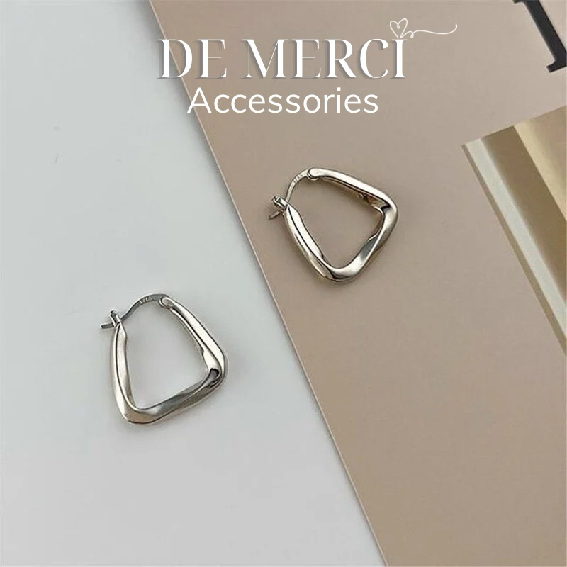 Khuyên tai nữ bạc 925 DE MERCI ACCESSORIES tiểu thư phủ bóng phụ kiện trang sức nữ BT027